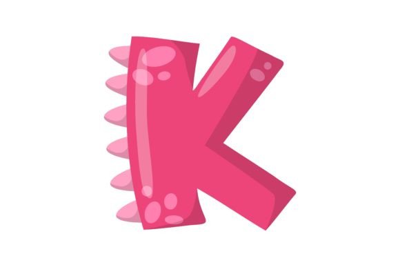 Alphabet Letter K in Dinosaur Font Vector