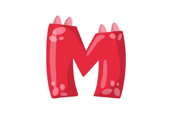 Alphabet Letter M in Dinosaur Font Vector