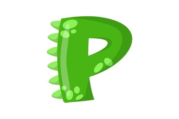 Alphabet Letter P in Dinosaur Font Vecto