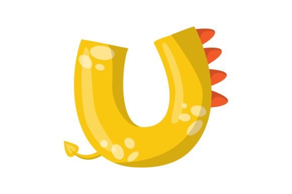 Alphabet Letter U in Dinosaur Font Vector