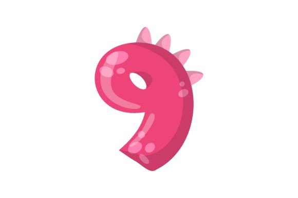 Alphabet Number 9 in Dinosaur Font Vecto