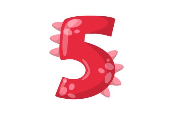 Alphabet Number Five in Dinosaur Font Ve: A Playful Design Asset for Early Education