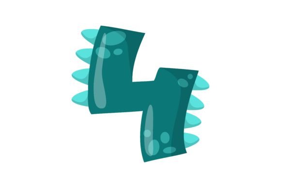 Alphabet Number Four in Dinosaur Font: A Creative Vector Illustration for Early Education
