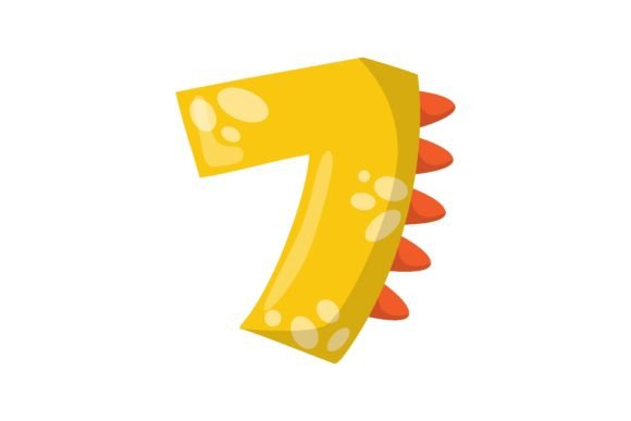 Alphabet Number Seven in Dinosaur Font V: A Visual and Educational Asset