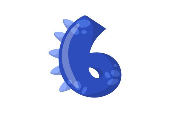 Alphabet Number Six in Dinosaur Font Vec