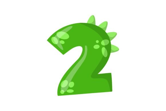 Alphabet Number Two in Dinosaur Font Vec