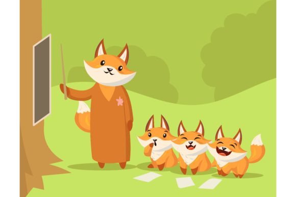 Cartoon Fox Teacher Giving Lesson to Lit: A Visual Guide for Modern Storytelling