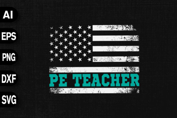 PE Teacher USA Flag SVG Design