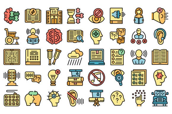 Strategic Visual Communication: Leveraging the Learning Disability Icons Set Vector for Inclusive Design